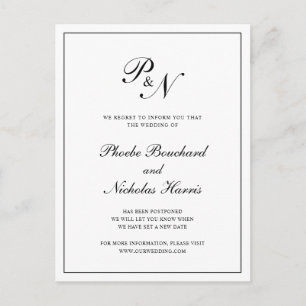 Formal Schwarz-weiße Monographie Hochzeitaufschieb Ankündigungspostkarte