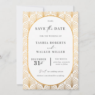 Formal Schwarze Krawatte Gold Art Deco Save the Da Date