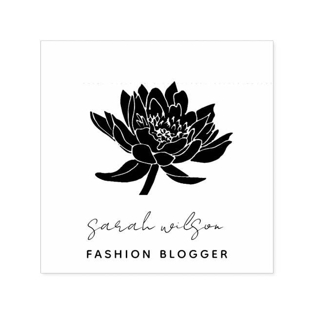 Formal Script Botanical Lotus Floral Permastempel (Design)