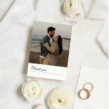 Formal Script Message Foto Wedding Dankeschön Card