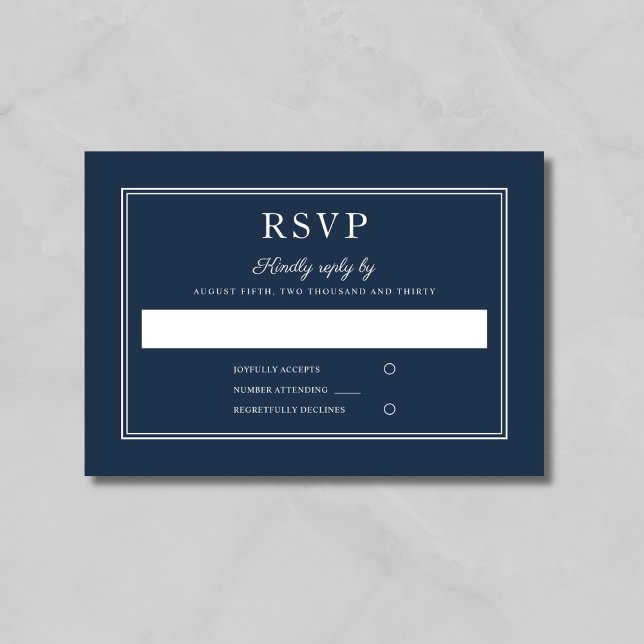 Formal Script Navy Blue Wedding RSVP Card (Créateur téléchargé)