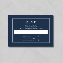 Formal Script Navy Blue Wedding RSVP Card Karte