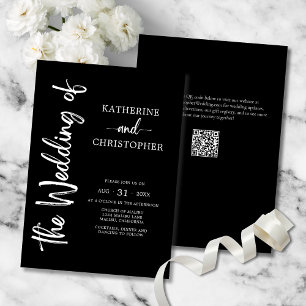 Formal Script Schwarz-weiß Elegante Hochzeit Einladung