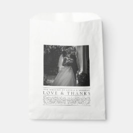 Formal Scrolling-Blätter Schwarz-weiße Hochzeitsst Geschenktütchen