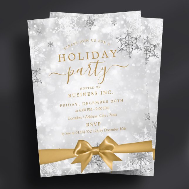 Formal Silver Ribbon Corporate Holiday Party Einladung (Formal Silver Ribbon Corporate Holiday Party Invitation)