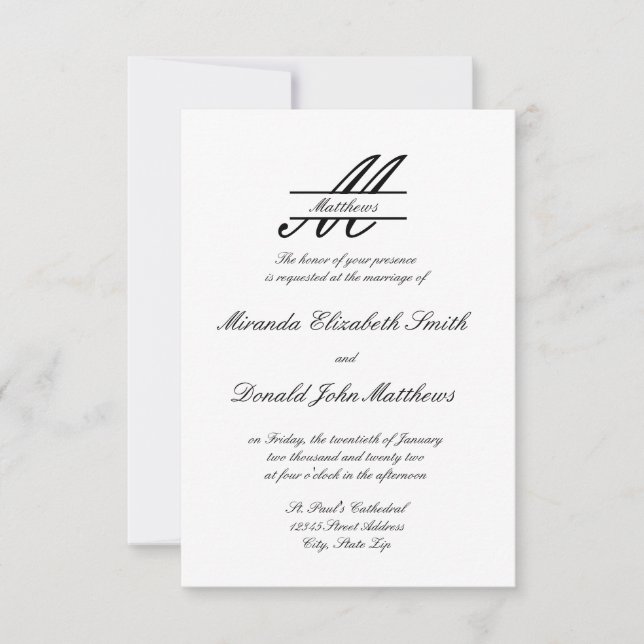 Formal Simple Elegant - 3x5 Einladung zur Hochzeit (Vorderseite)
