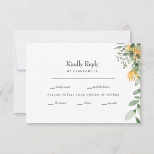 Formal Sunflower Wedding RSVP Karte