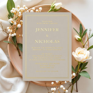 Formal Taupe Wedding Gold Einladung