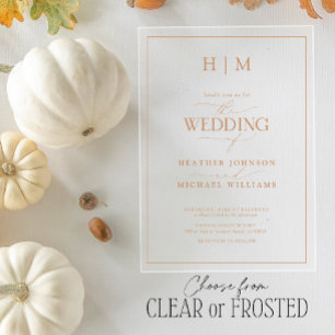 Formal Terracotta Monogram Calligraphy Wedding Acryleinladungen