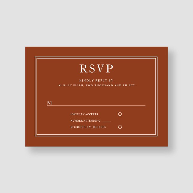 Formal Terracotta Wedding RSVP Karte (Elegant Formal Terracotta Wedding RSVP Card)