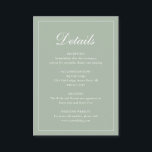 Formal Traditionelle Elegant Sage Green Wedding Begleitkarte<br><div class="desc">Traditioneller Stil Weise grün Hochzeitsgehäuse Karte mit einem einfachen Design mit "Details" in einer eleganten Kalligraphie in einem dünnen Rand. Die Vorlage ermöglicht Ihnen,  wichtige Informationen über Ihren besonderen Tag zu teilen. Dieses klassische Design ist perfekt für eine formelle Hochzeit.</div>