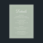 Formal Traditionelle Elegant Sage Green Wedding Begleitkarte<br><div class="desc">Traditioneller Stil Weise grün Hochzeitsgehäuse Karte mit einem einfachen Design mit "Details" in einer eleganten Kalligraphie in einem dünnen Rand. Die Vorlage ermöglicht Ihnen,  wichtige Informationen über Ihren besonderen Tag zu teilen. Dieses klassische Design ist perfekt für eine formelle Hochzeit.</div>