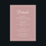 Formal Traditionelle elegante Dusty Rose Pink Wedd Begleitkarte<br><div class="desc">Traditionell staubige Rose rosafarbene Hochzeitskassenkarte mit einem einfachen Design mit "Details" in einer eleganten Kalligraphie innerhalb eines dünnen Randes. Die Vorlage ermöglicht Ihnen,  wichtige Informationen über Ihren besonderen Tag zu teilen. Dieses klassische Design ist perfekt für eine formelle Hochzeit.</div>