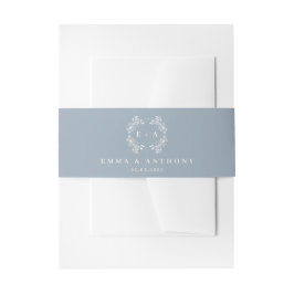 Formal Vintage dusty Blue Monogram Wedding Einladungsbanderole