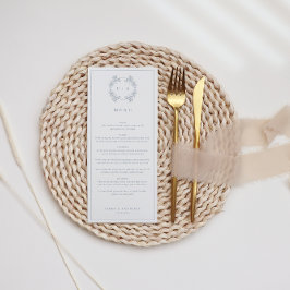 Formal Vintage dusty Blue Monogram Wedding Menükarte