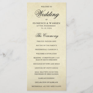 Formal Vintage Wedding Programm
