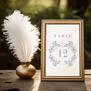 Formal Vintages Periwinkle Monogram Wedding Tischnummer
