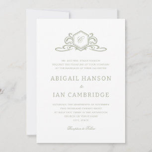 Formal Wappen Monogram Elegant Wedding Einladung