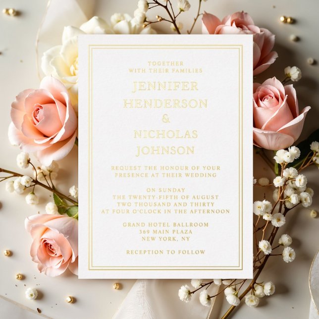 Formal Wedding Gold Foil Einladung (Elegant Formal Wedding Gold Foil Invitation)