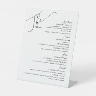 Formal Wedding Menu Elegant Schwarz-weiß Sockelschild