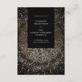 Formal Whimsical Hand Drawn Black and Gold Hochzei Begleitkarte