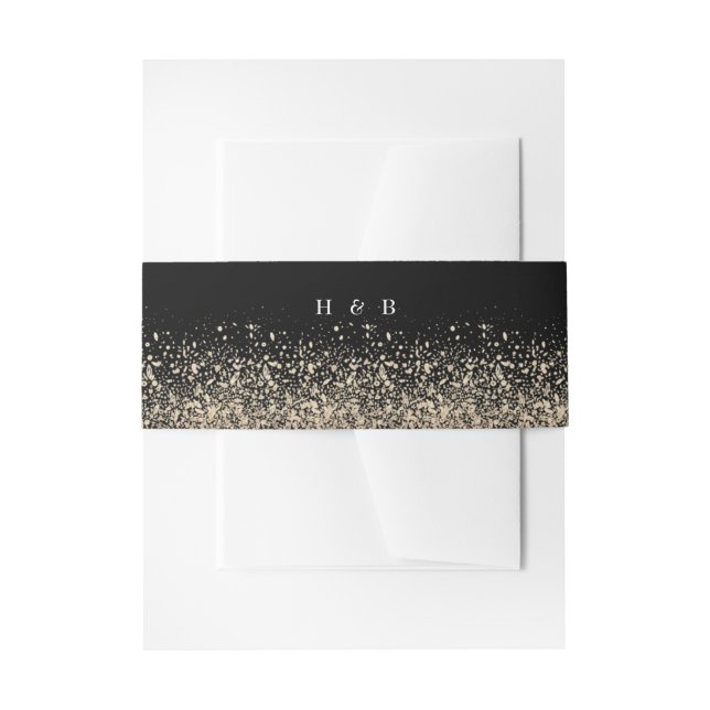 Formal Whimsical Hand Drawn Black and Gold Hochzei Einladungsbanderole (Vorderseite Beispiel)