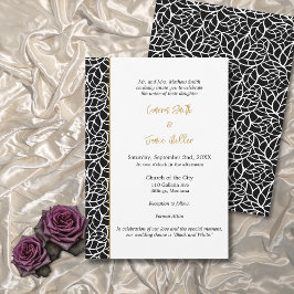 Formal White & Black Botanical Border Wedding Einladung