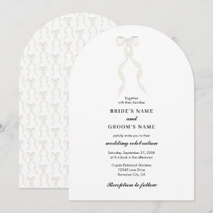 Formal White Bow Ribbon Elegant Wedding Arch Einladung