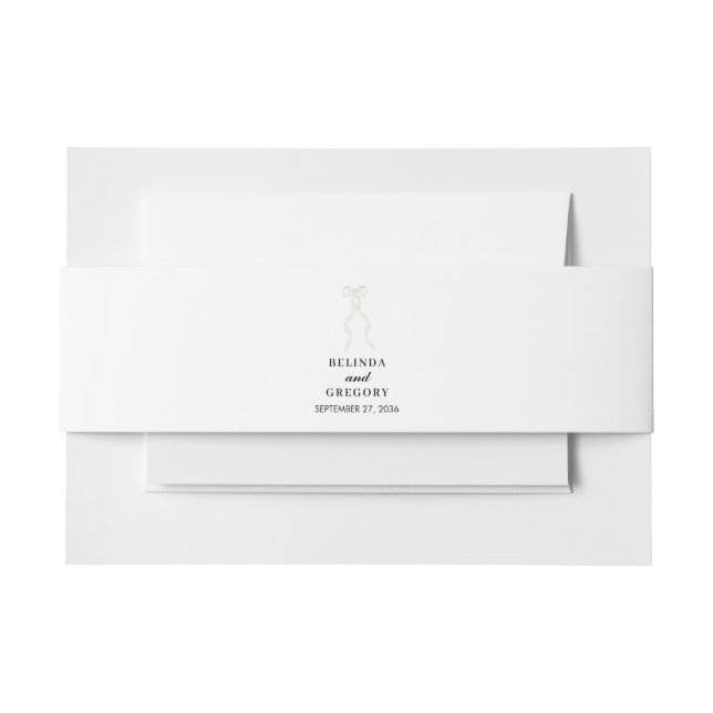 Formal White Bow Ribbon Elegante Hochzeit Einladungsbanderole (Vorderseite Beispiel)