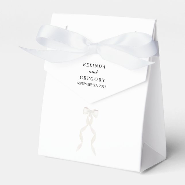 Formal White Bow Ribbon Elegante Hochzeit Geschenkschachtel (Vorderseite)