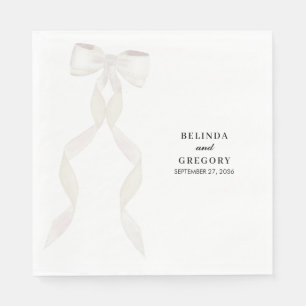 Formal White Bow Ribbon Elegante Hochzeit Serviette