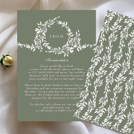 Formal Wreath Sage Grün Elegantes Hochzeitsdetails Begleitkarte