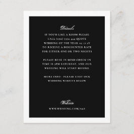 Formale Details für eine schwarze Hochzeit Begleitkarte