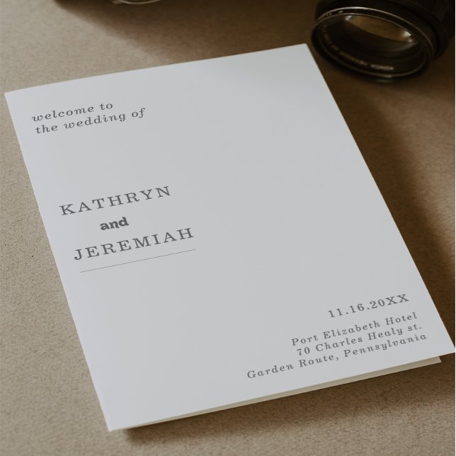 Formale einfache minimale gefaltete Hochzeit Programm (Von Creator hochgeladen)