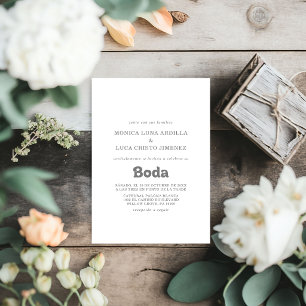 Formale einfache spanische Hochzeit Boda Einladung