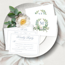 Formale elegante blaue florale Wappen-Monogramm-Ho