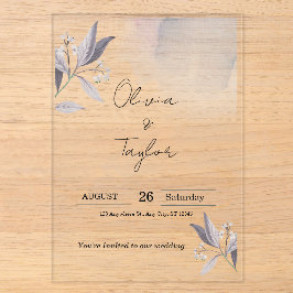 Formale elegante botanische Hochzeits-Acryleinladu Acryleinladungen