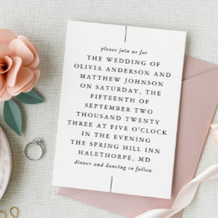 Formale elegante Hochzeit   Editoriale Typografie Einladung