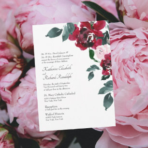 Formale elegante rosa und rote Rosen-Blumen-Hochze Einladung
