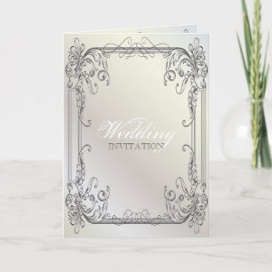 Formale elegante Wirbel Perlen-weiße Vintage Einladung