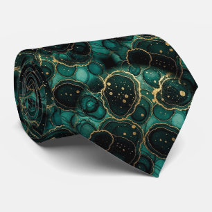 Formale Faux-Seide Marmor Teal + Gold Gentleman' Krawatte