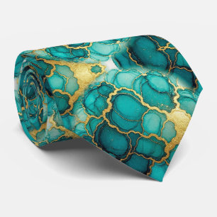 Formale Faux-Seide Marmor Teal + Gold Gentleman' Krawatte