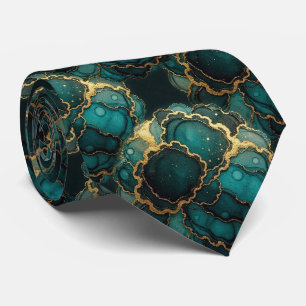 Formale Faux-Seide Marmor Teal + Gold Gentleman' Krawatte