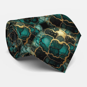 Formale Faux-Seide Marmor Teal + Gold Gentleman' Krawatte
