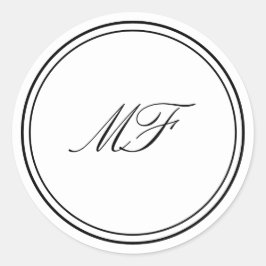 Formale Gerahmte klassische Monographie Schwarz-we Runder Aufkleber