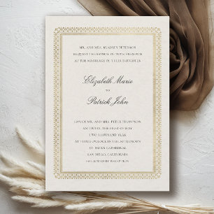 Formale goldene Lys-Linenehe-Hochzeit im modernen Einladung