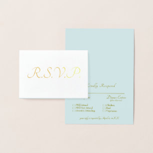 Formale Goldfolie Eisblaue Hochzeit RSVP Folienkarte