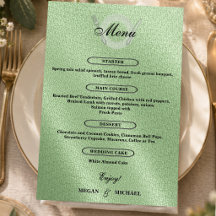 Formale grüne Probe-Dinner-Hochzeits-Menükarte