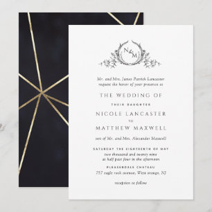 Formale Hochzeit in Schwarz und Gold Einladung