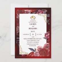 Formale Hochzeitseinladung in Rot und Gold